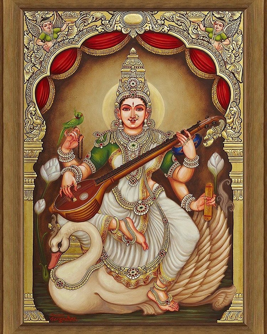 Maa Saraswati Goddess Photo in Frame
