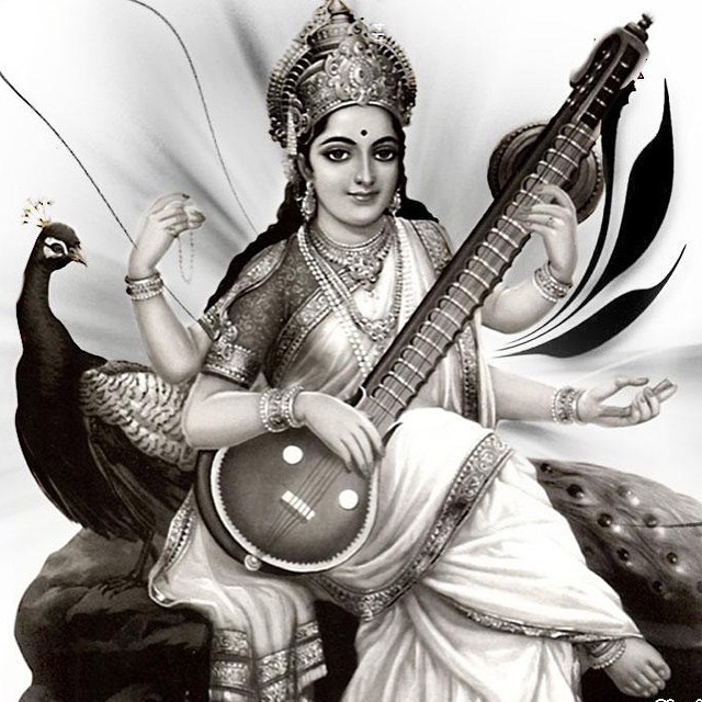 Saraswati HD Maa Picture Black and White