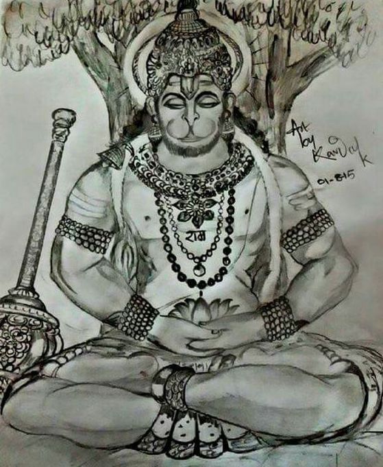 Pencil Sketch of Bajrangbali Image