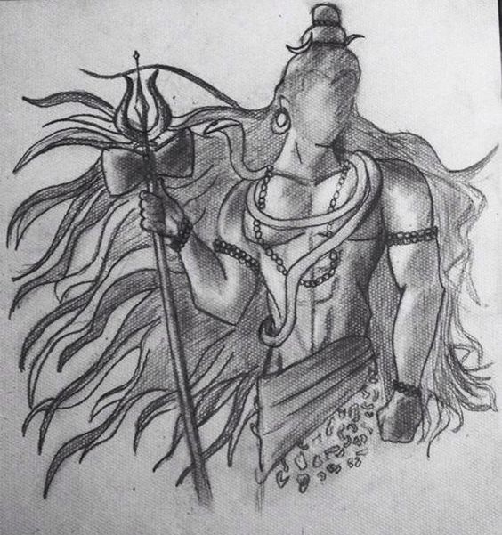 Mahakal Baba Damru Wale Baba Pencil Sketch Image