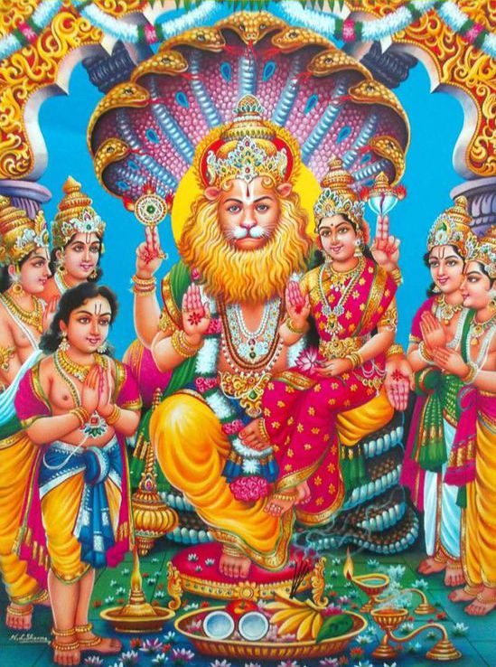 Bhagwan Narsingh Lord with Prahlad Image Bhagwan Narsingh Lord with Prahlad Image
